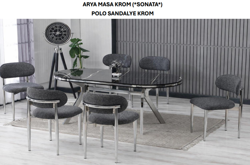 Arya Masa Krom Sonata ve Polo Sandalye Krom