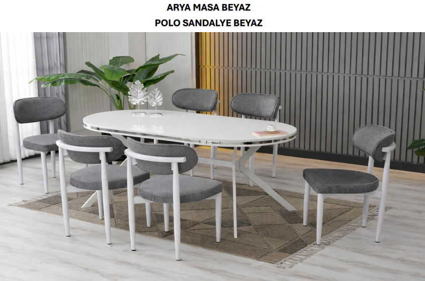 Arya Masa Beyaz ve Polo Sandalye Beyaz